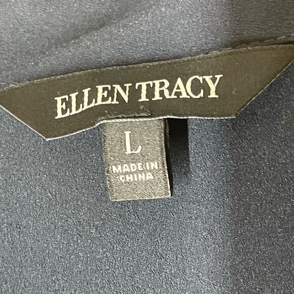 Ellen Tracy new with tags navy long sleeve v neck blouse tunic size large - Picture 8 of 15